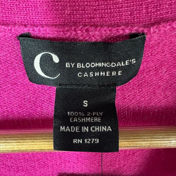 C by Bloomingdale’s 2 Ply Cashmere Long Line Cardigan Size Small Cherry Blossom - Picture 3 of 7